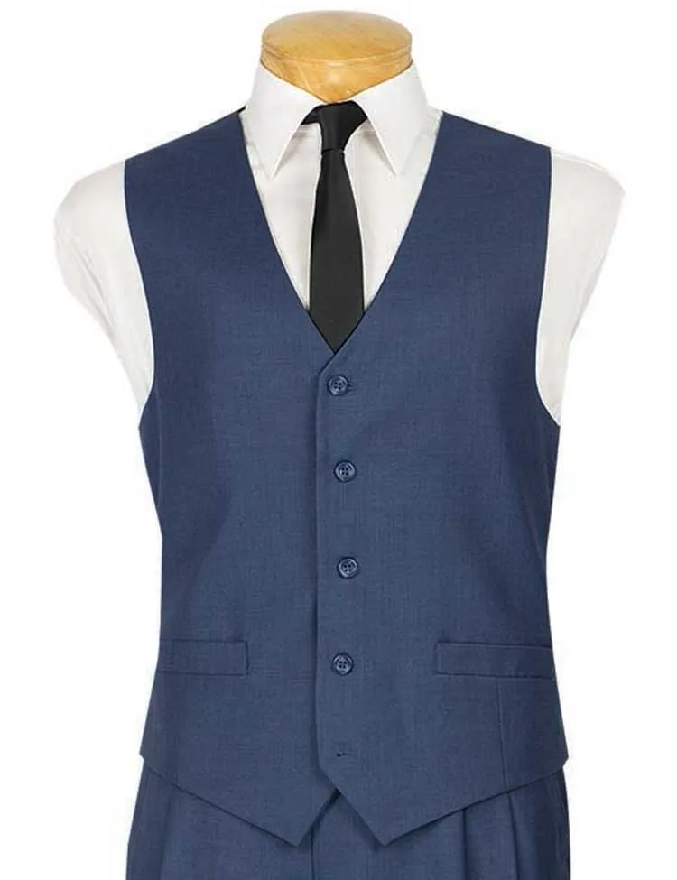 Slim Fit Single Breasted 5 Button Vest (Blue) OV-900