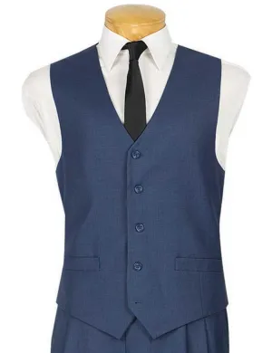 Slim Fit Single Breasted 5 Button Vest (Blue) OV-900