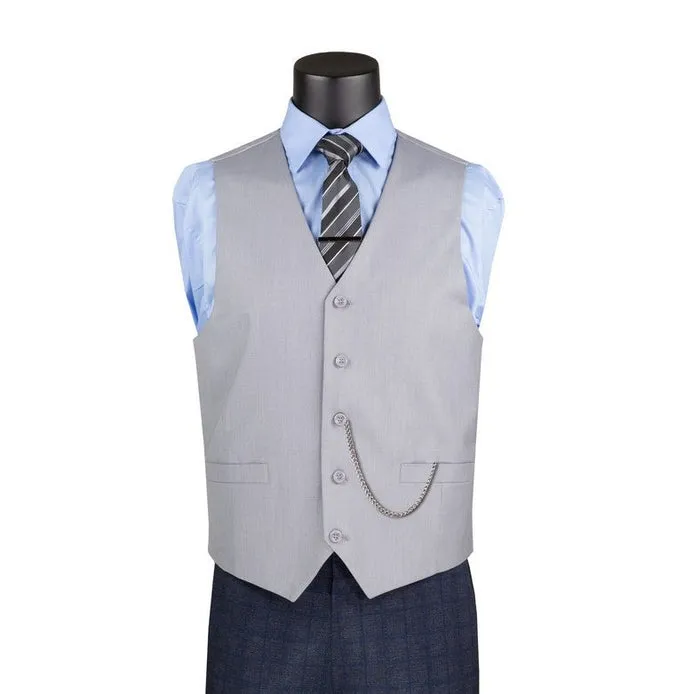 Slim Fit Single Breasted 5 Button Vest Light Gray OV-900