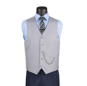 Slim Fit Single Breasted 5 Button Vest Light Gray OV-900