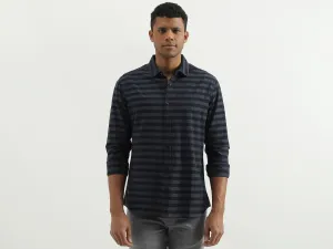 Slim Fit Spread Collar Striped Shirt