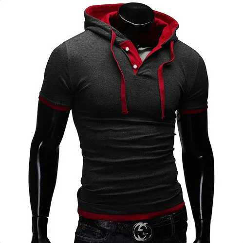 Slim Fitness Hooded Short-Sleeved Slim T shirt for men