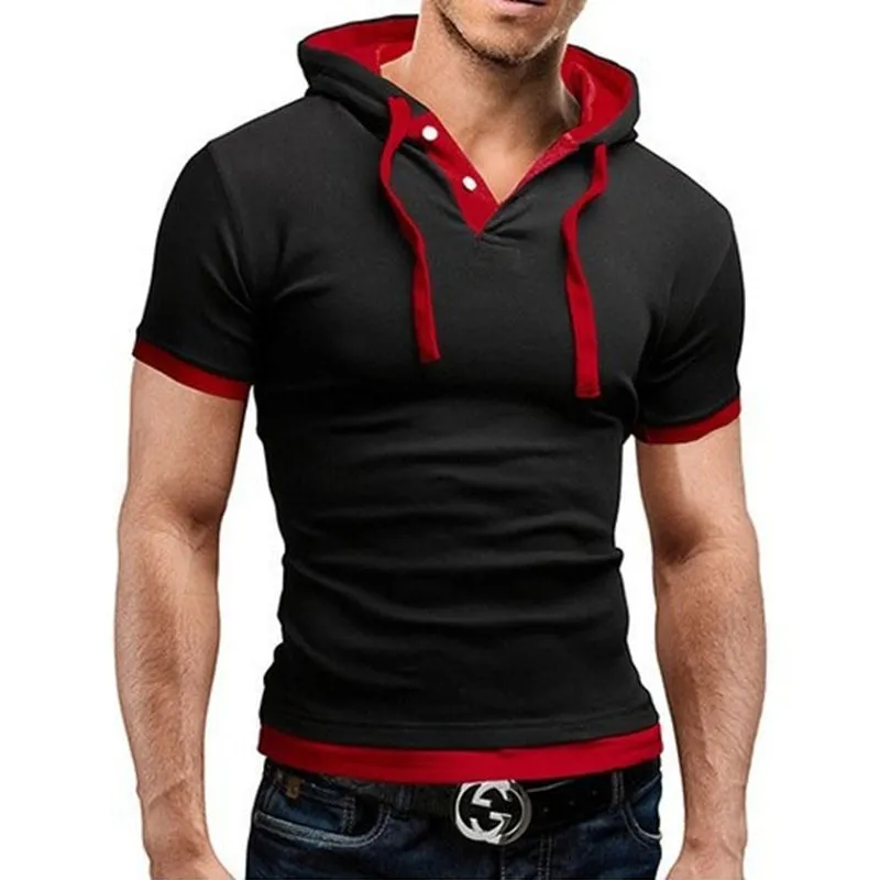Slim Fitness Hooded Short-Sleeved Slim T shirt for men