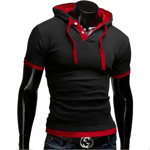 Slim Fitness Hooded Short-Sleeved Slim T shirt for men