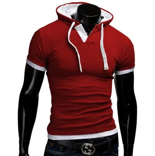 Slim Fitness Hooded Short-Sleeved Slim T shirt for men
