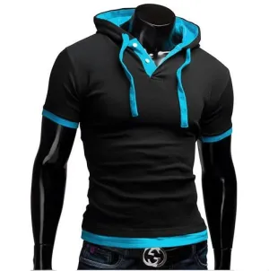 Slim Fitness Hooded Short-Sleeved Slim T shirt for men