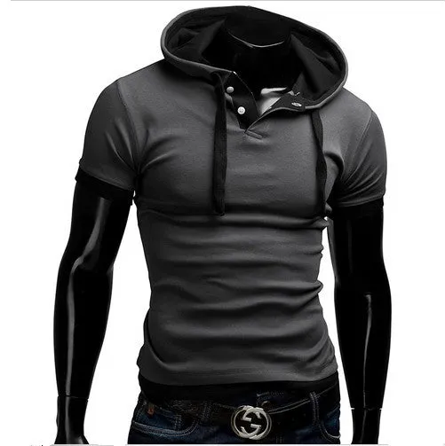 Slim Fitness Hooded Short-Sleeved Slim T shirt for men