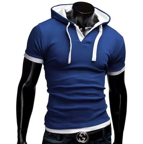 Slim Fitness Hooded Short-Sleeved Slim T shirt for men