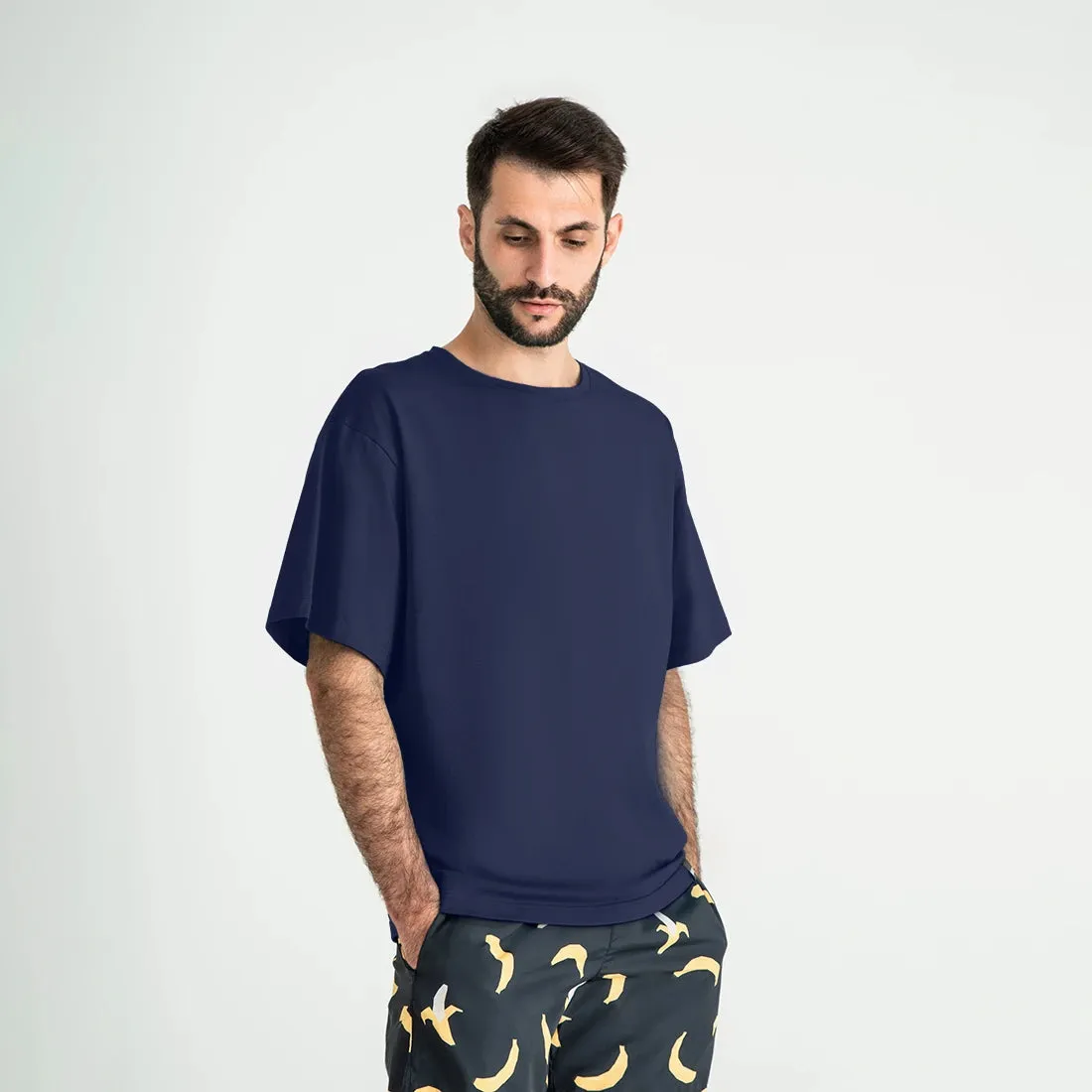 Soft Cotton Oversized T-Shirt, Navy