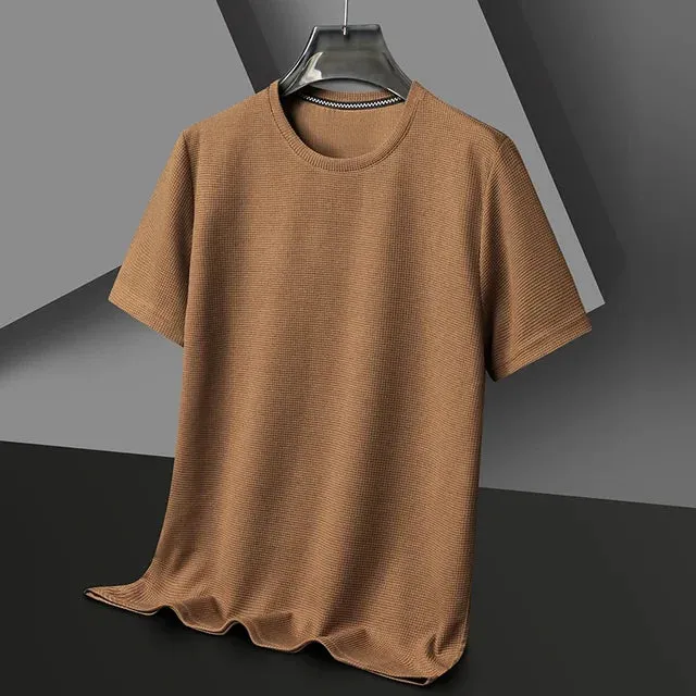 SommerLuxe Herren Sommer Waffel-T-Shirt mit Rundhals und Kurzen Ärmeln