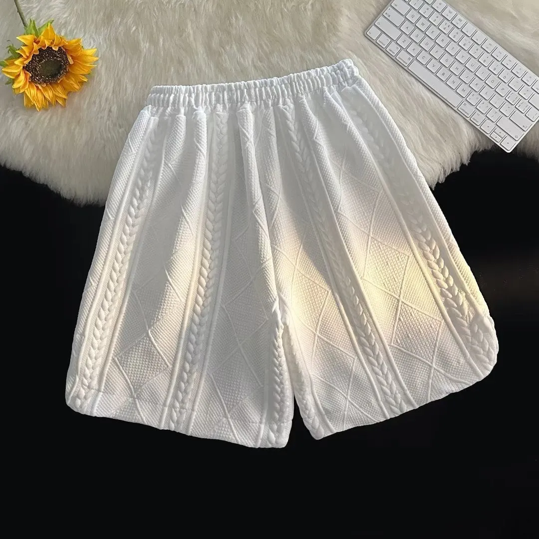 Sports Suit Boys Loose Student Short Sleeve Simple Cropped Pants