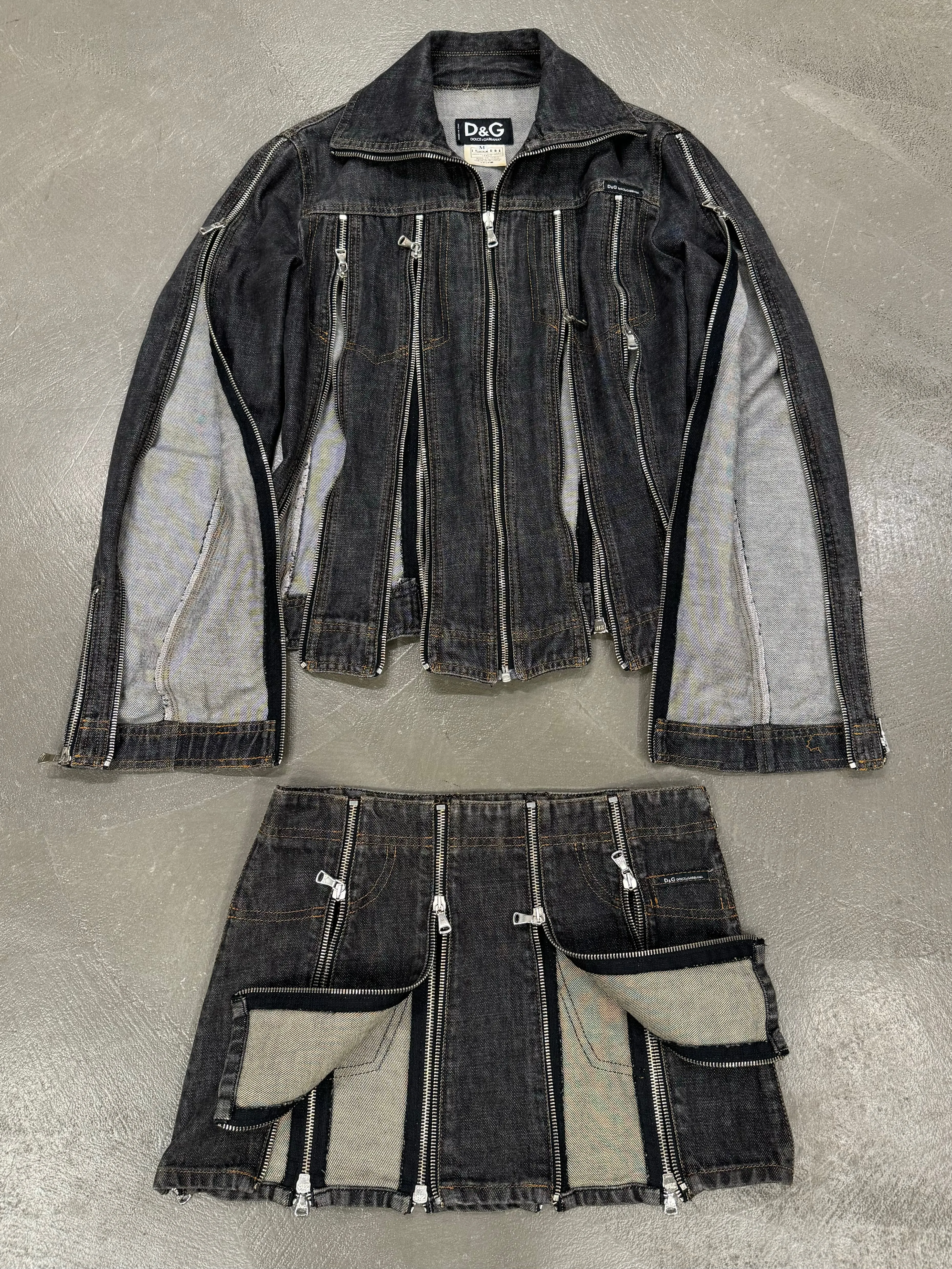 S/S 2004 Dolce & Gabbana zipper denim set (jacket   skirt)
