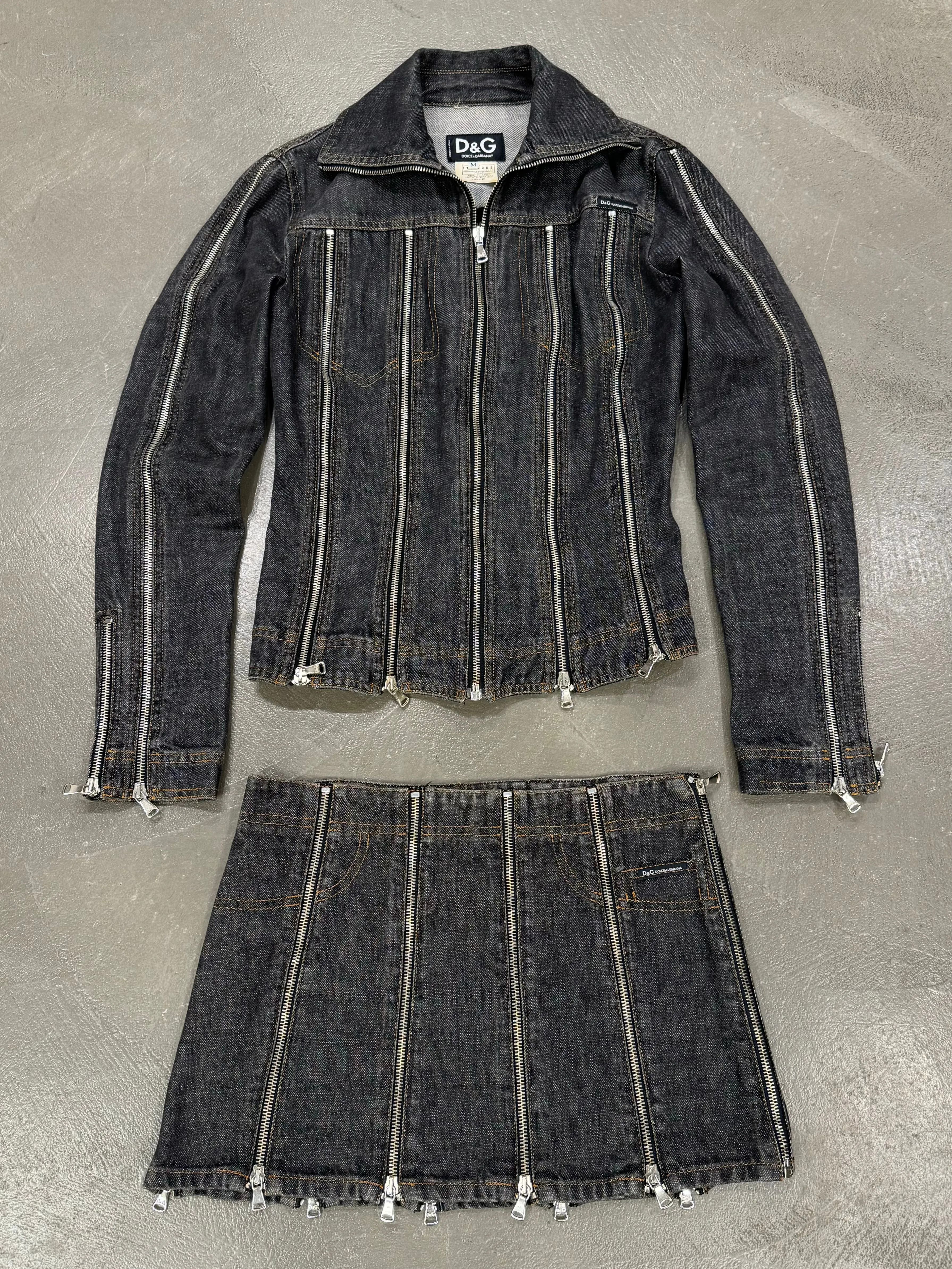 S/S 2004 Dolce & Gabbana zipper denim set (jacket   skirt)