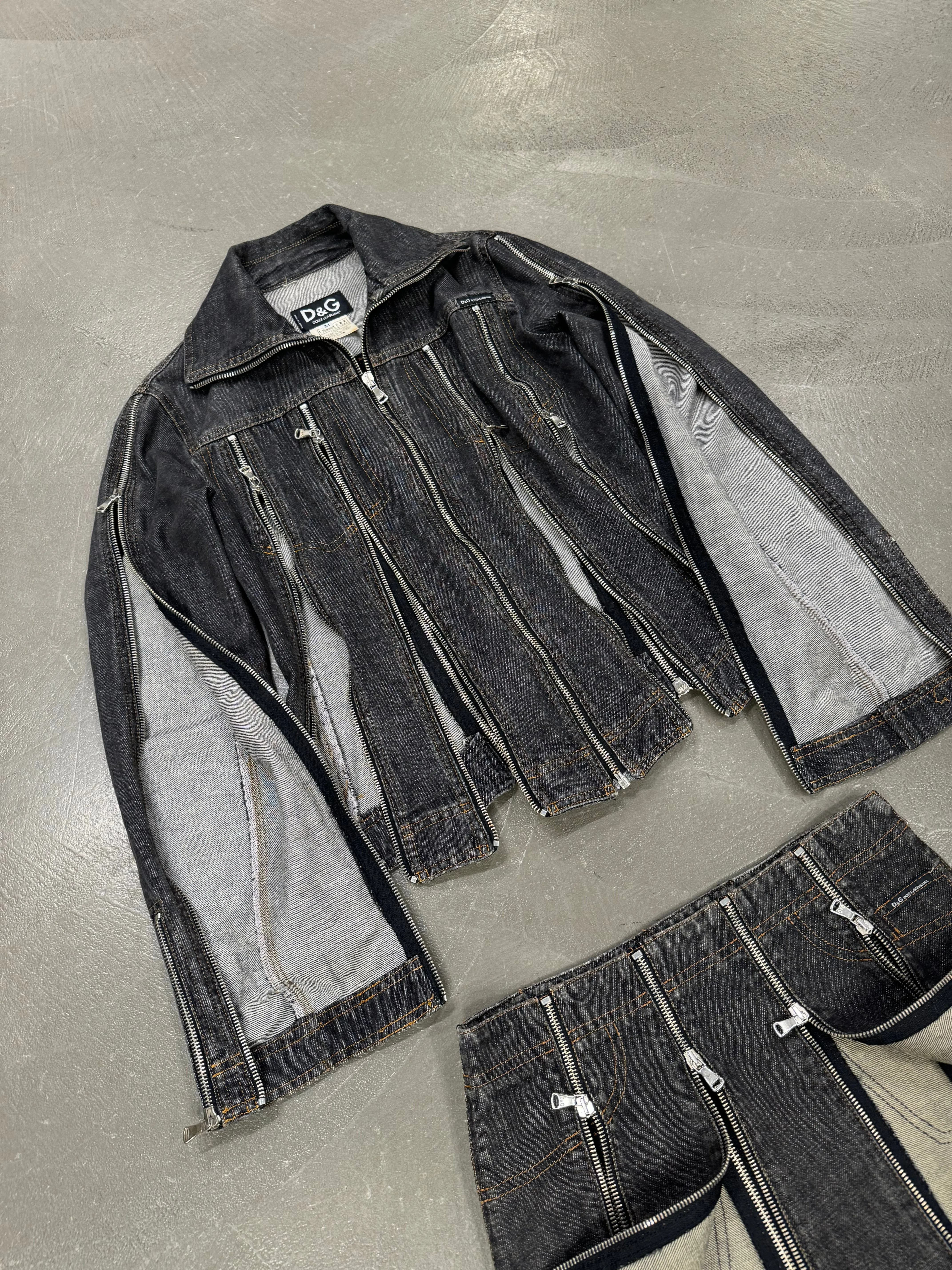 S/S 2004 Dolce & Gabbana zipper denim set (jacket   skirt)