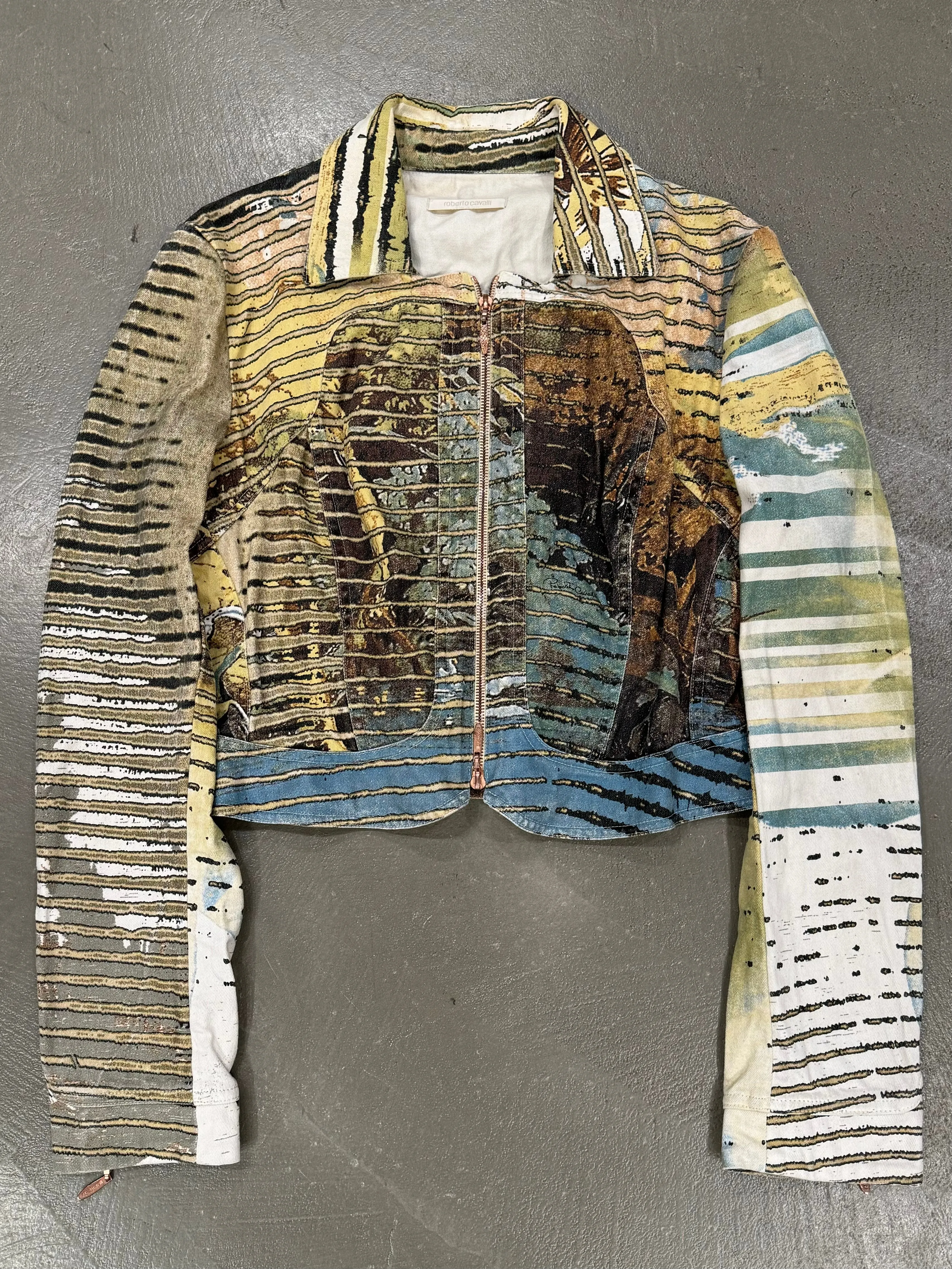 S/S2002 Roberto cavalli jungle lion cropped jacket