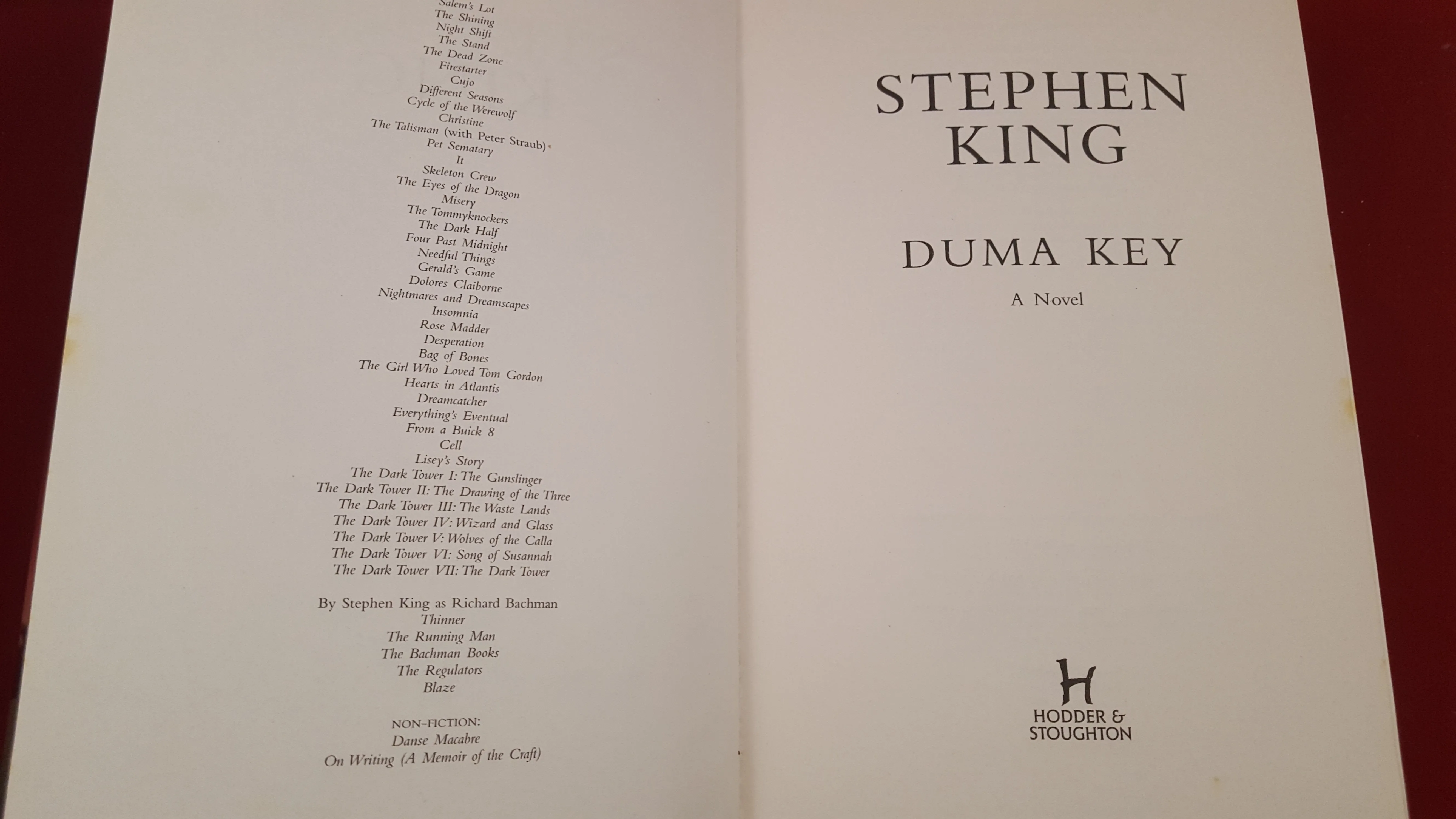 Stephen King - Duma Key, Hodder & Stoughton, 2008, 1st Edition