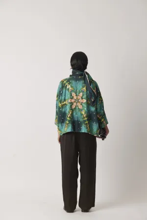 Summer Jacket Short Khadi Anigo Print Embroidery Beading-Kaleidoscope-Fashion Edit-Yc14Jkt-158 Yc14Qkp-01-Yavi