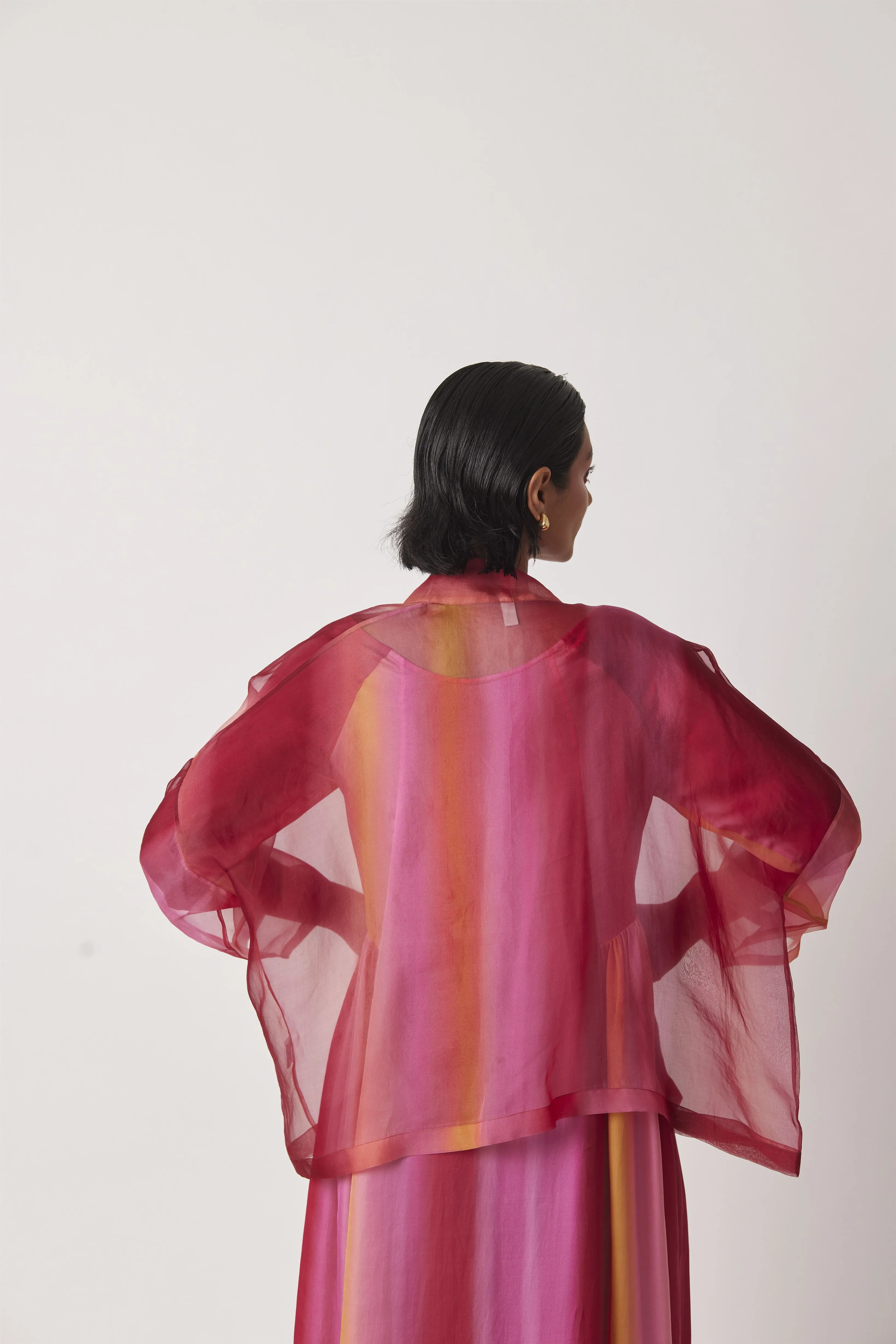Summer Jacket Short Organza Cheril Print-Hazy Stripes-Fashion Edit-Yc14Jkt-97 Yc14Hs -02-Yavi