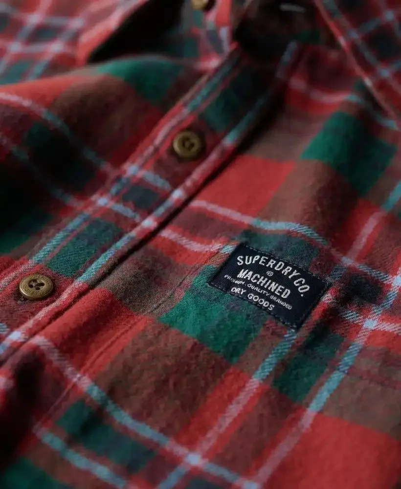 Superdry Mens Cotton Lumberjack Shirt Buckshot Check Red