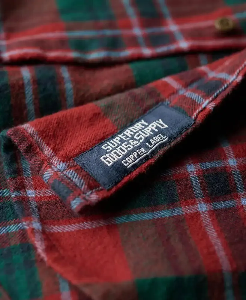 Superdry Mens Cotton Lumberjack Shirt Buckshot Check Red