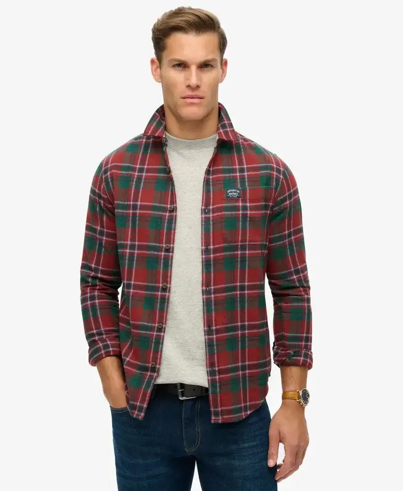 Superdry Mens Cotton Lumberjack Shirt Buckshot Check Red