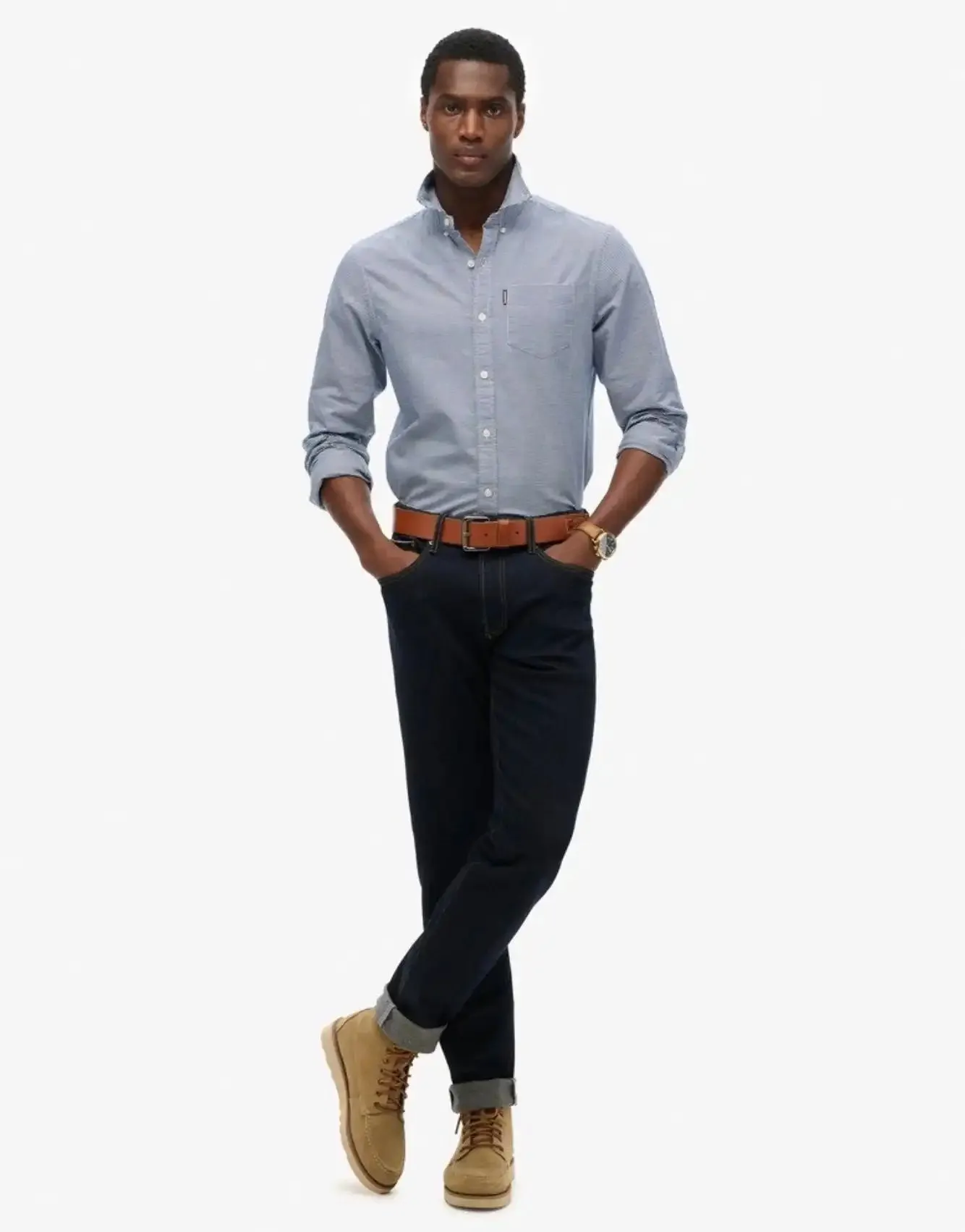Superdry Mens Essentials Oxford Shirt Classic Blue Gingham