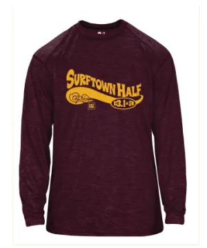 Surftown Long Sleeve Tee in Maroon