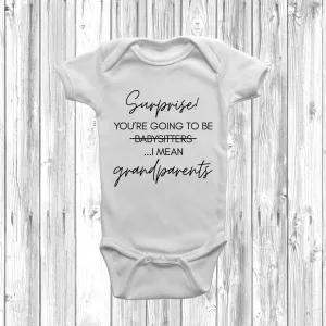 Surprise You're Going To Be Grandparents Baby Grow