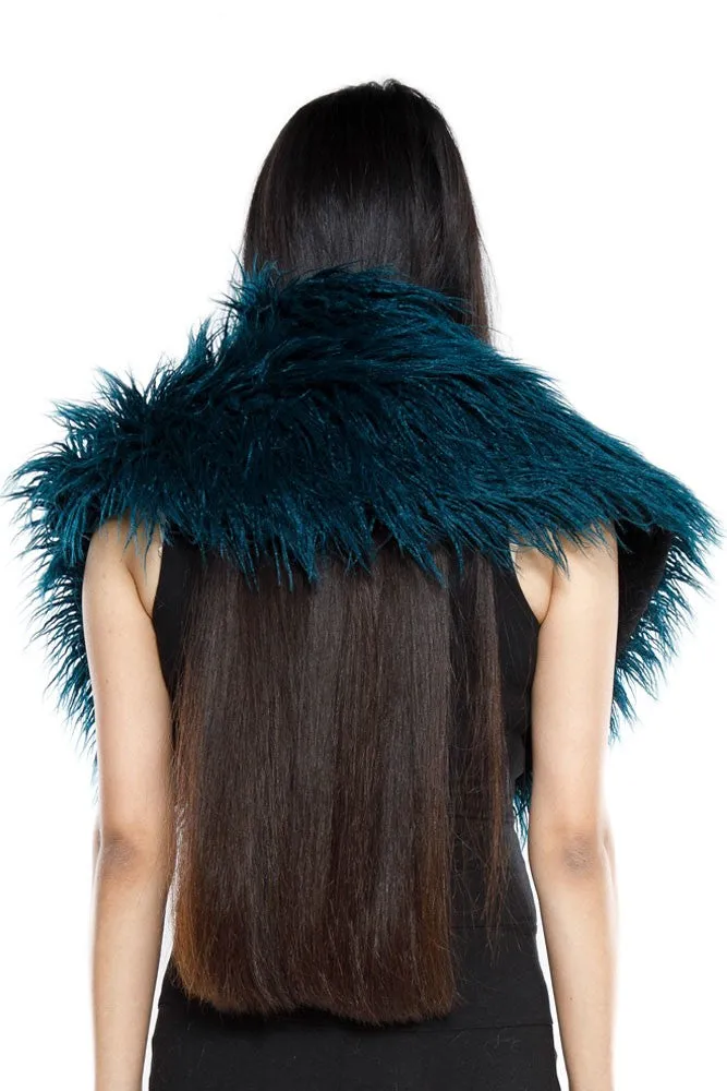 Teal Mongolian Faux Fur Stole