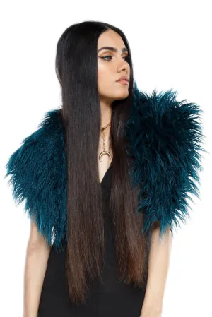 Teal Mongolian Faux Fur Stole