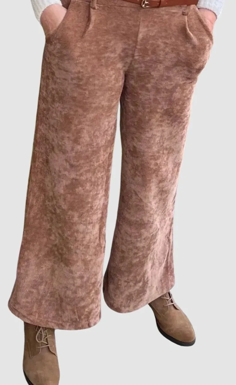 The Italian Corduroy Brown Cropped Wide Leg Pant by I TOO