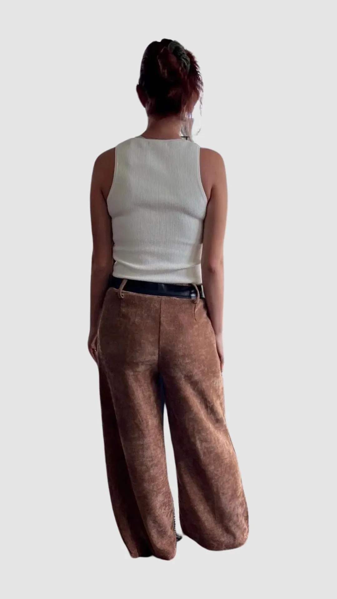 The Italian Corduroy Brown Cropped Wide Leg Pant by I TOO