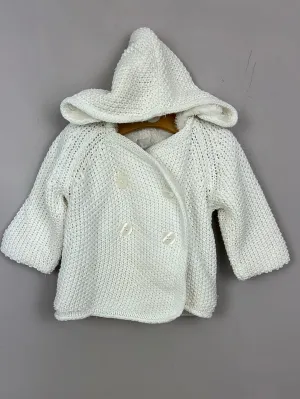 The Little Tailor White Fleece Lined Cardigan Jacket 0-3m