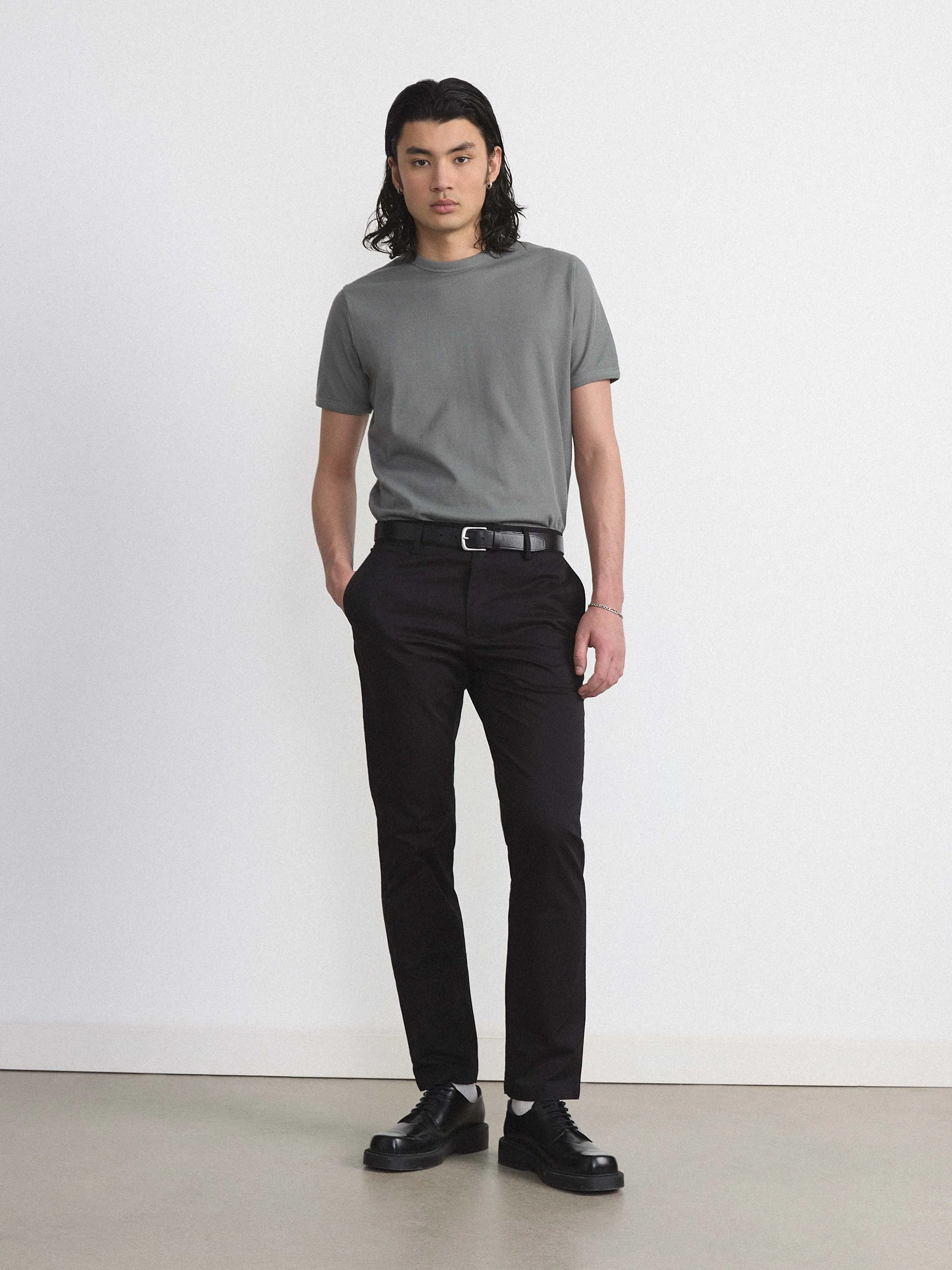 The Short Sleeve Ribbed T-Shirt in Slate