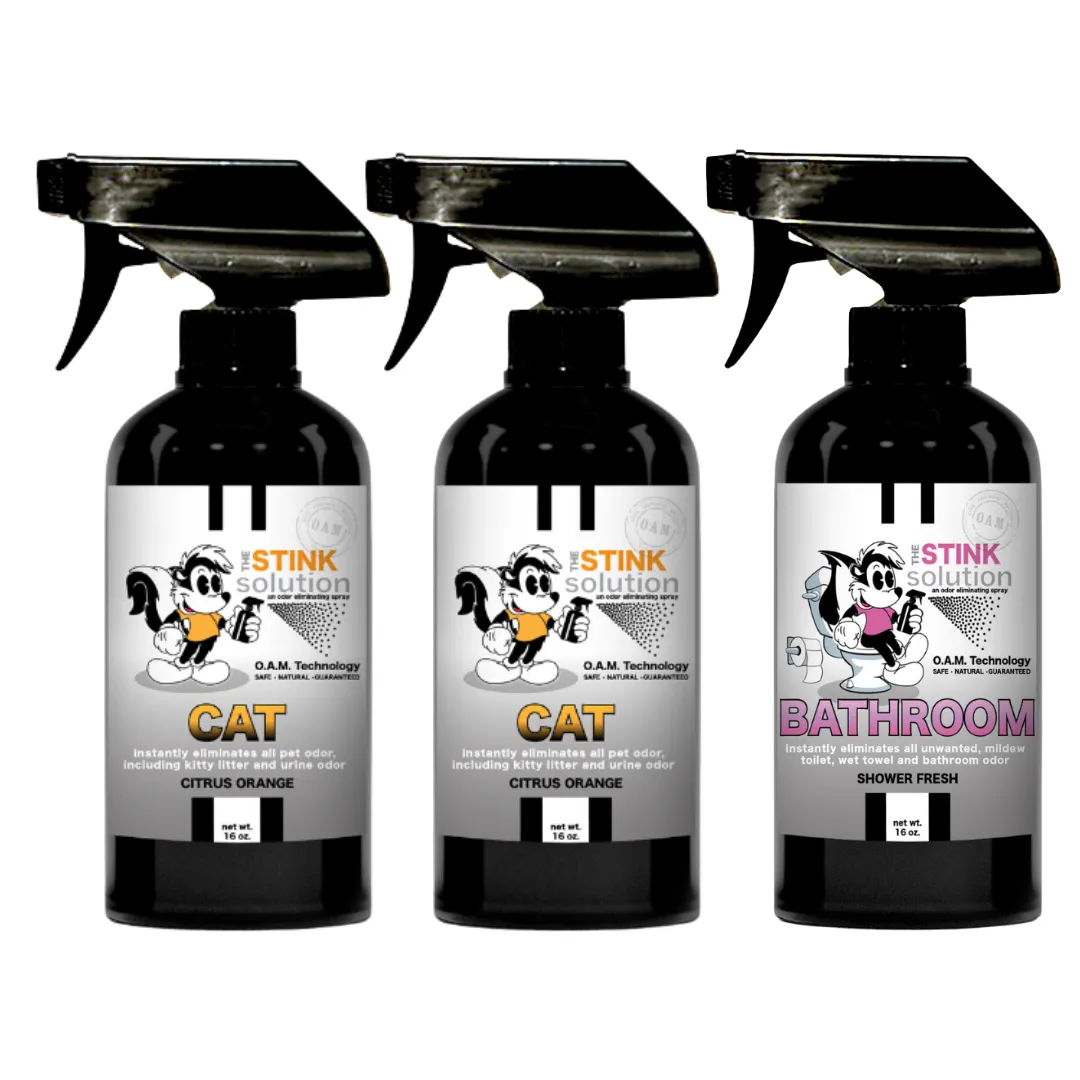 Three Pack - Two Cat Odor Eliminating Sprays   One Spray of Choice 16 oz