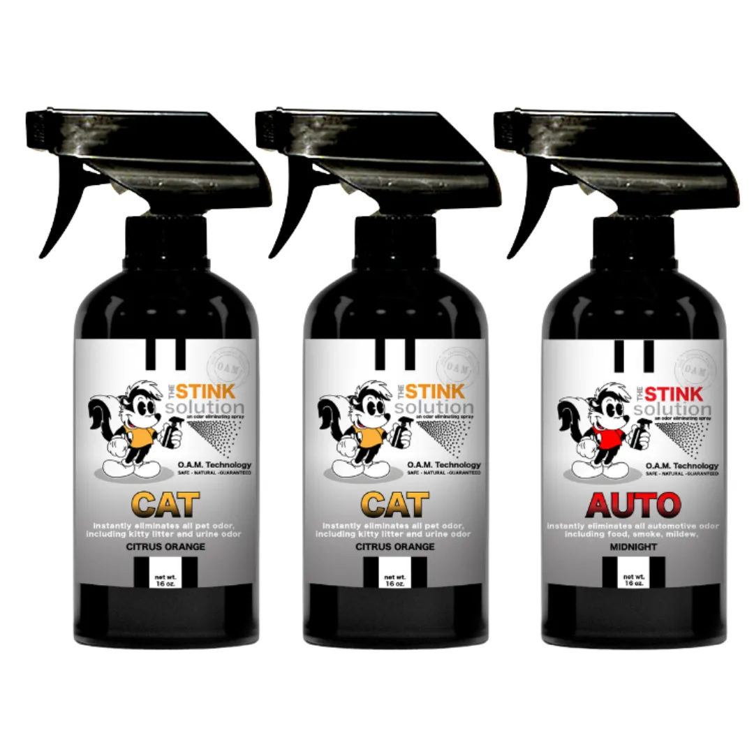 Three Pack - Two Cat Odor Eliminating Sprays   One Spray of Choice 16 oz
