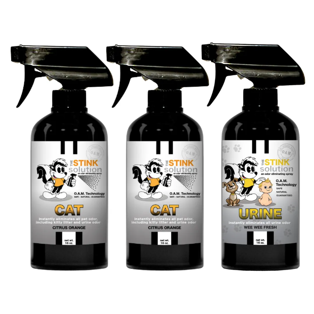 Three Pack - Two Cat Odor Eliminating Sprays   One Spray of Choice 16 oz