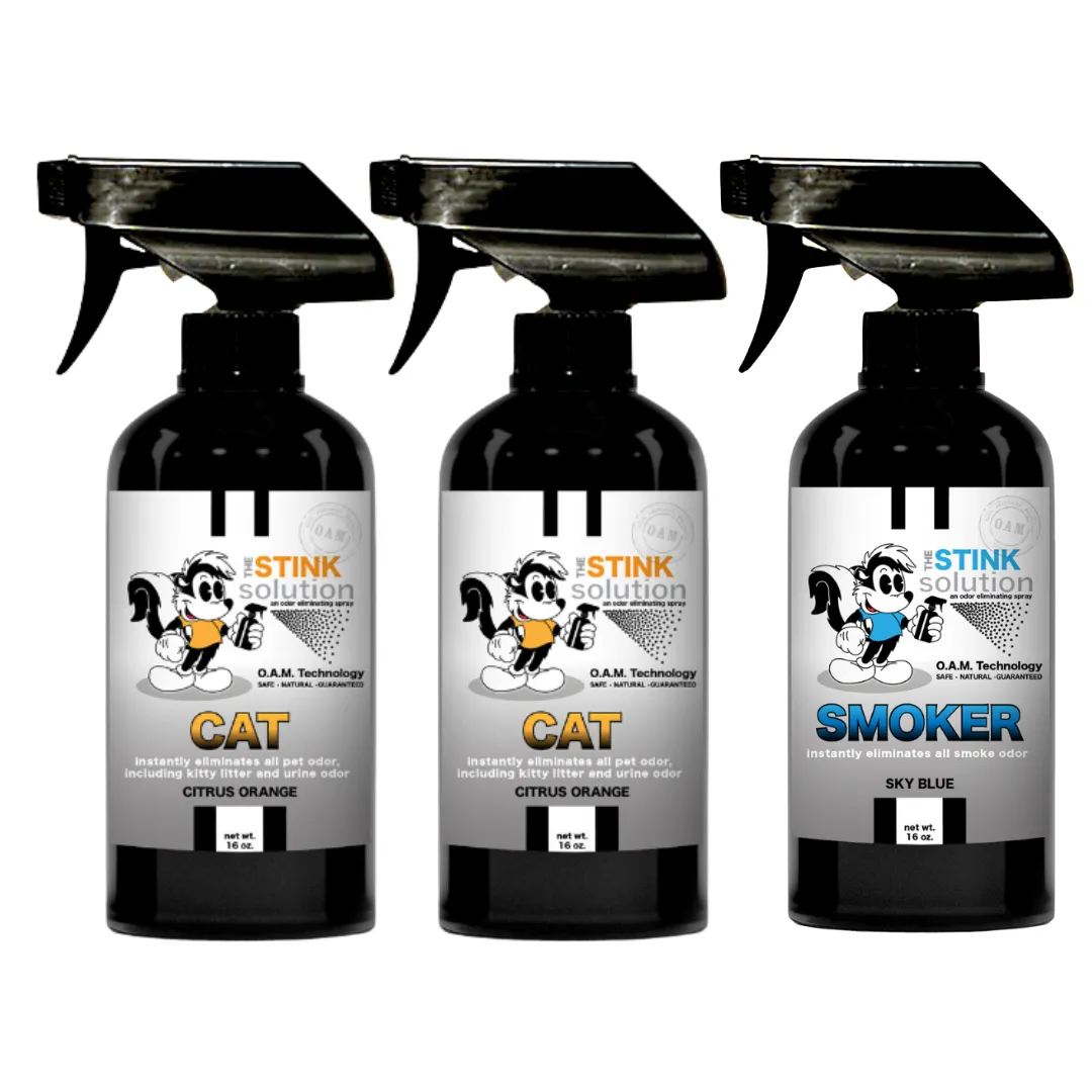 Three Pack - Two Cat Odor Eliminating Sprays   One Spray of Choice 16 oz