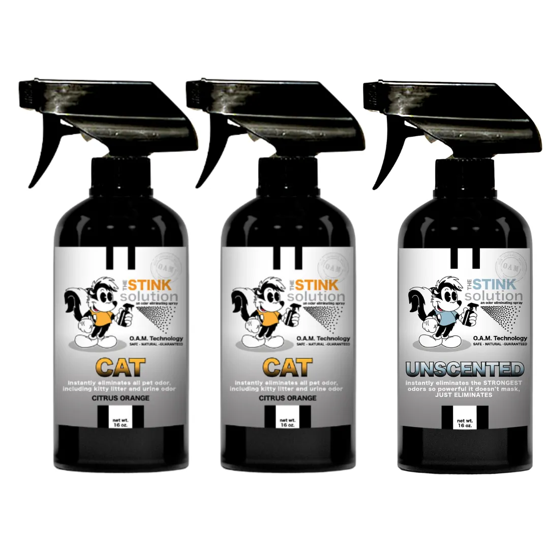 Three Pack - Two Cat Odor Eliminating Sprays   One Spray of Choice 16 oz