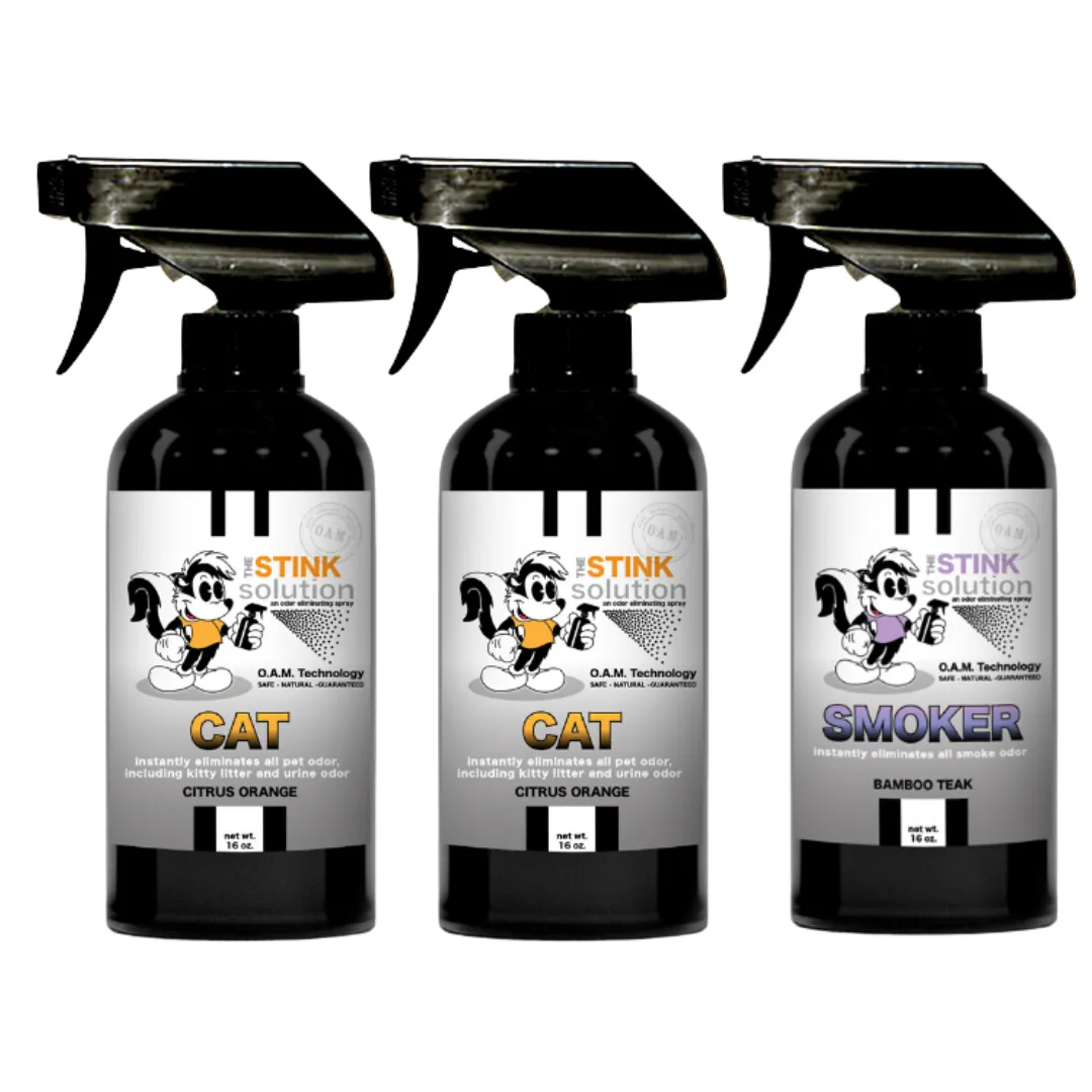 Three Pack - Two Cat Odor Eliminating Sprays   One Spray of Choice 16 oz