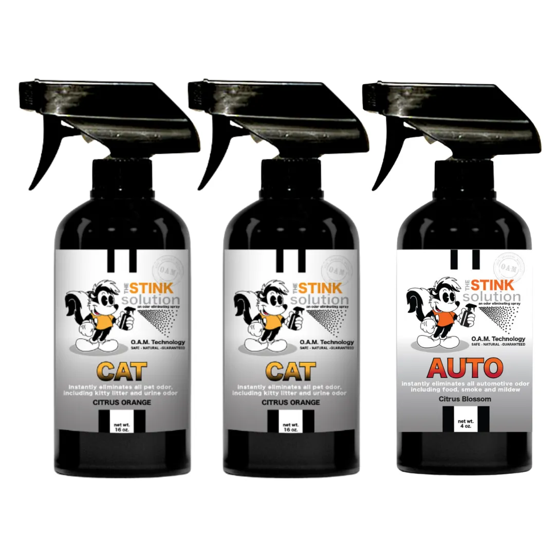 Three Pack - Two Cat Odor Eliminating Sprays   One Spray of Choice 16 oz