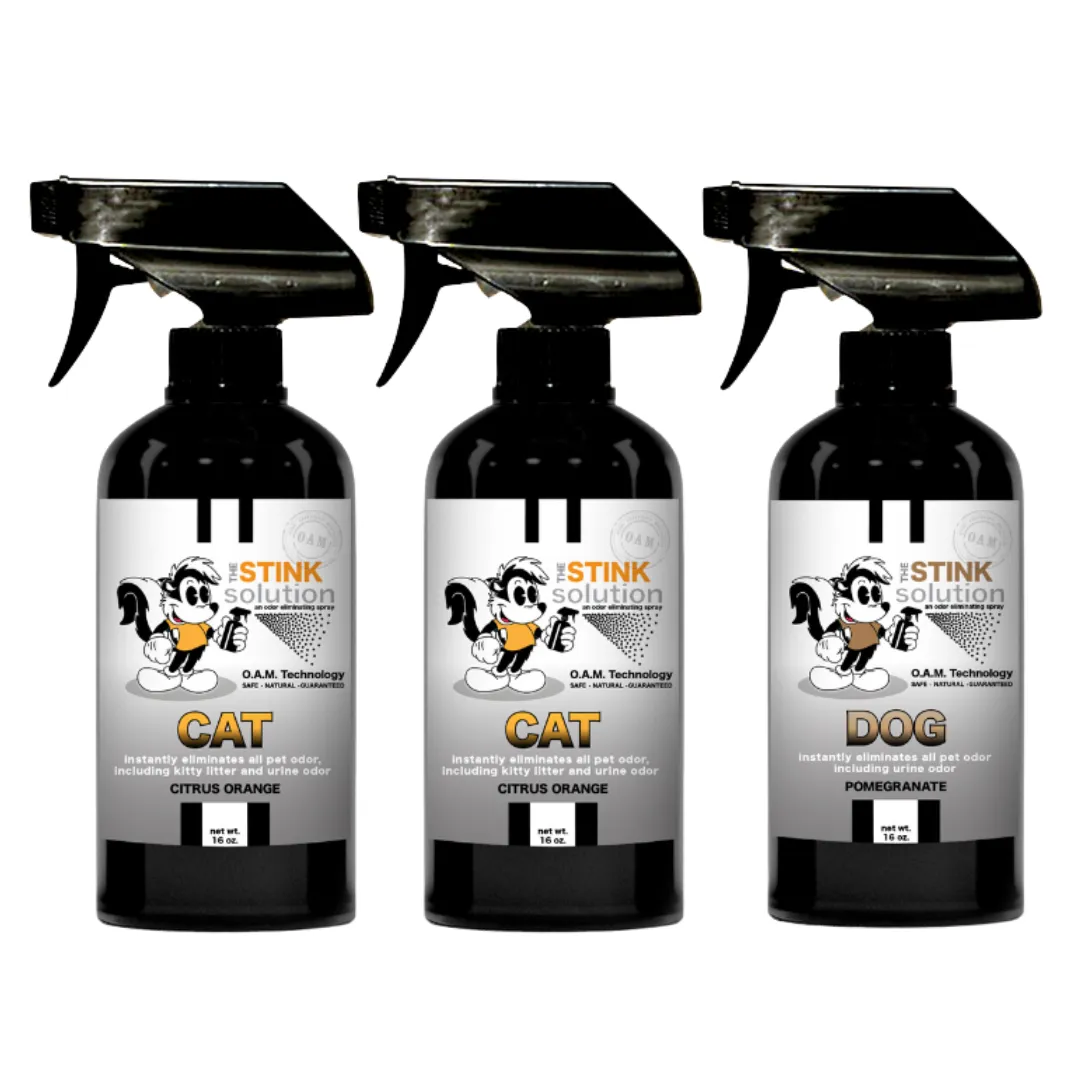 Three Pack - Two Cat Odor Eliminating Sprays   One Spray of Choice 16 oz