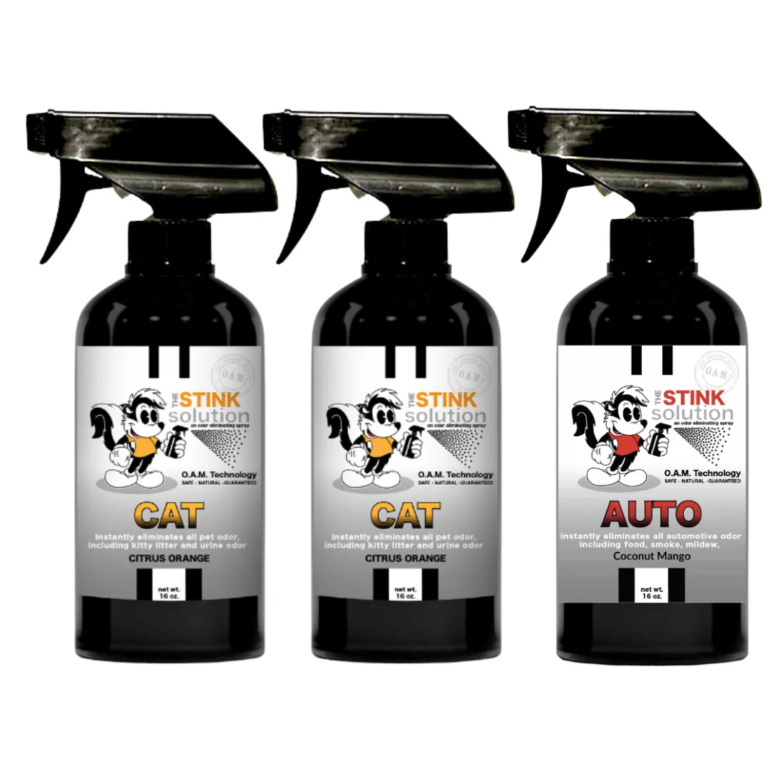 Three Pack - Two Cat Odor Eliminating Sprays   One Spray of Choice 16 oz
