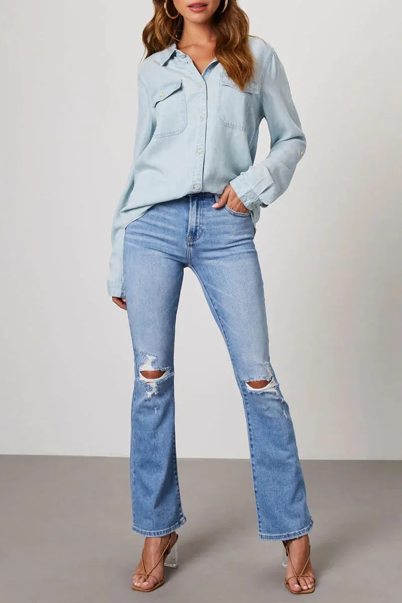 TK0368 Casual Denim Shirt