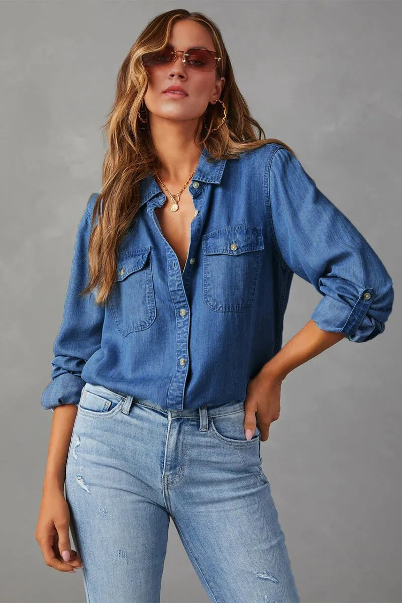 TK0368 Casual Denim Shirt