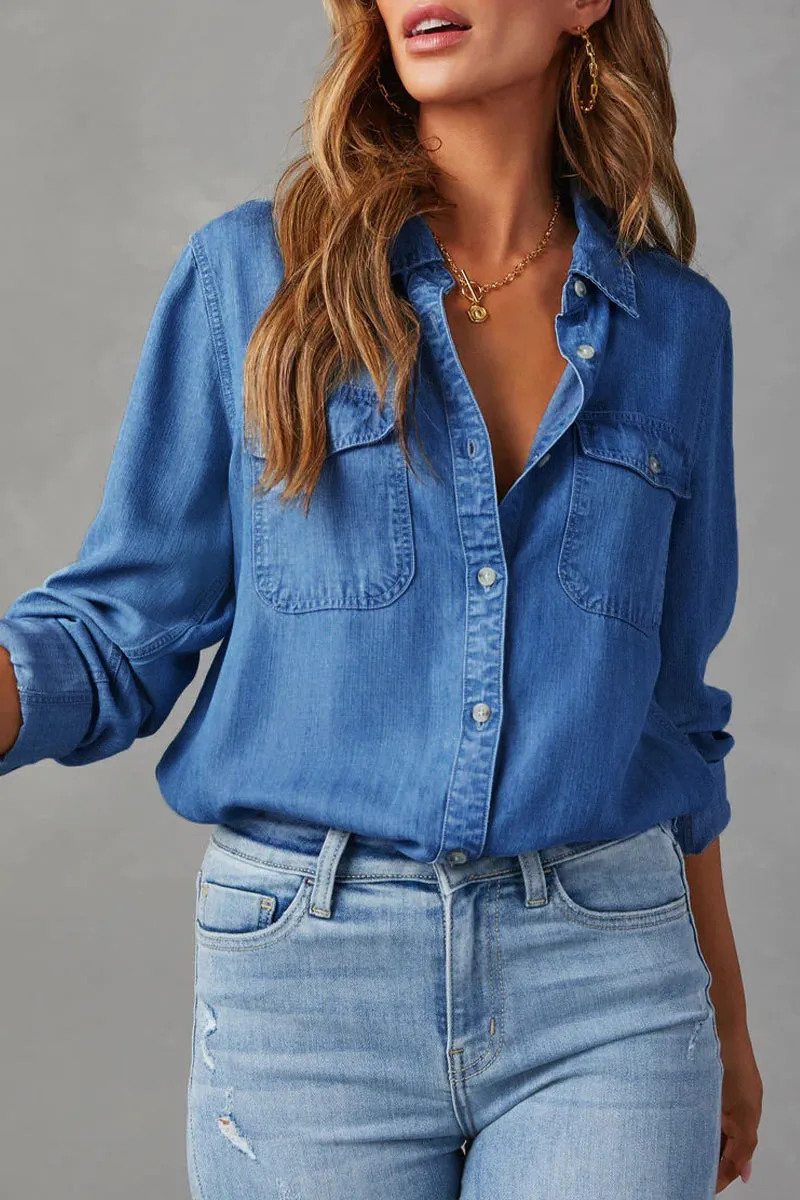 TK0368 Casual Denim Shirt