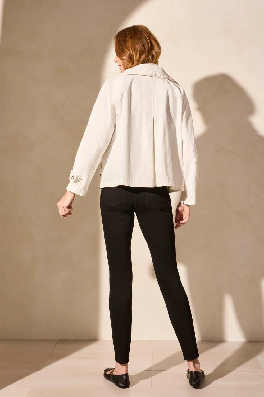 Twill Jacket With Box Pleat Back and Adjustable Collar