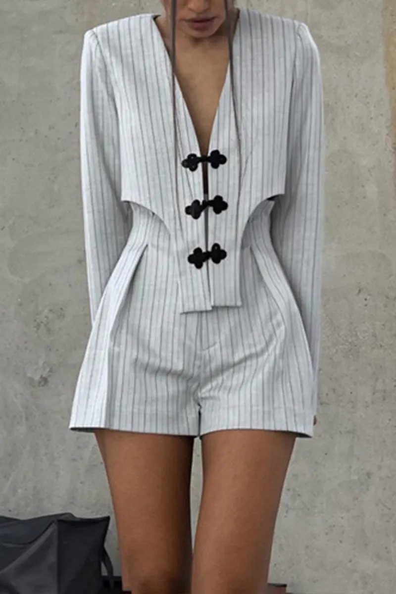 UL0487 Striped Shirt and Shorts Set