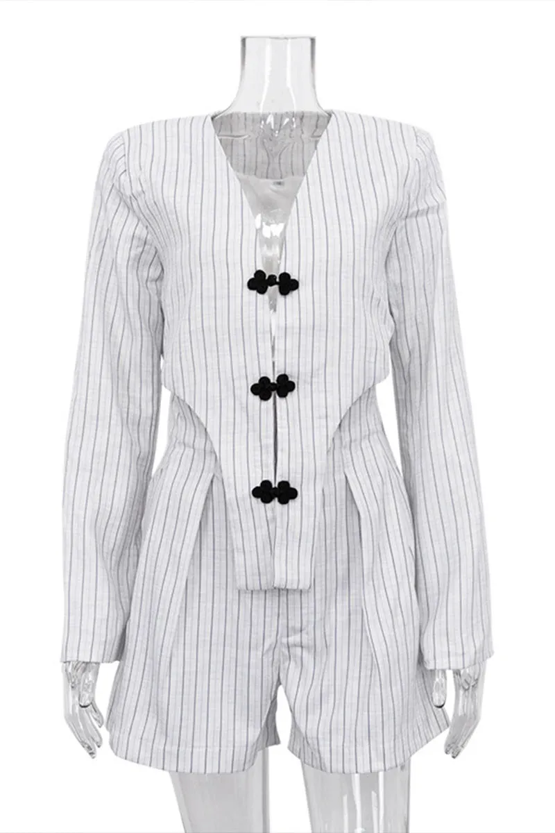 UL0487 Striped Shirt and Shorts Set