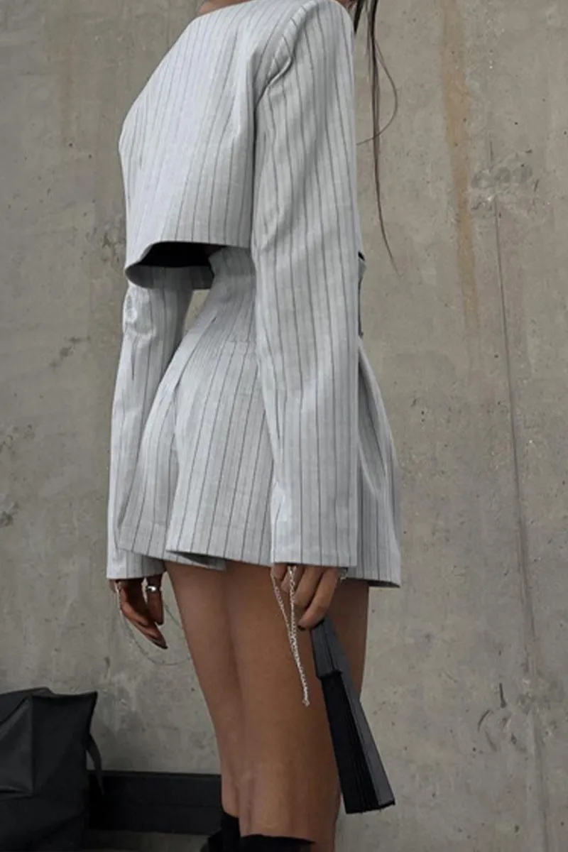 UL0487 Striped Shirt and Shorts Set